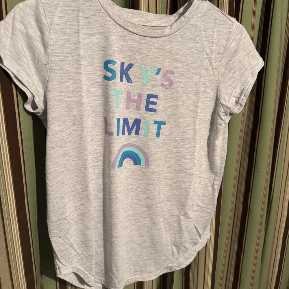 Gray Short Sleeve Tee with Colorful Print